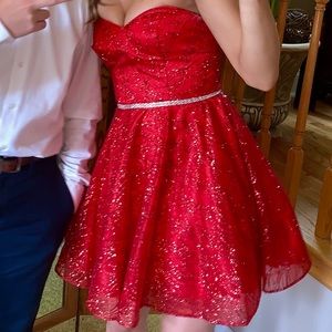 res sparkle strapless homecoming dress